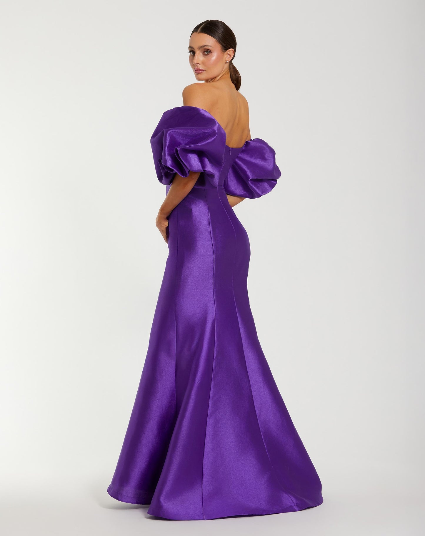 Dark Purple Sweetheart Off The Shoulder Puff Sleeve Gown