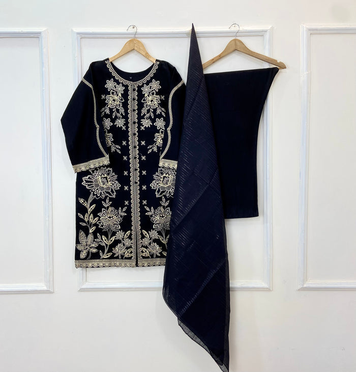 Heavy Embroidery Bliss 3PC (Khaddar) D-224
