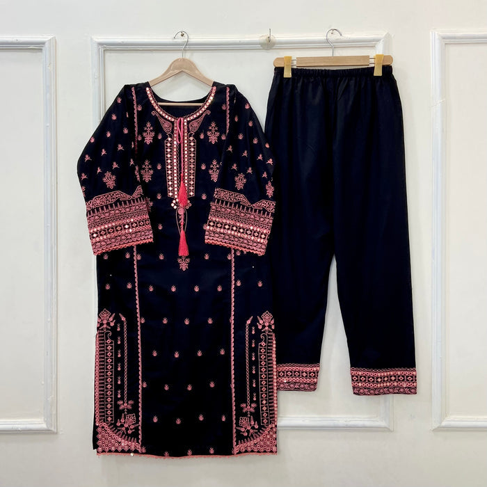 Multi Matcha Embroidered 2PC (Premium Cotton) D-392