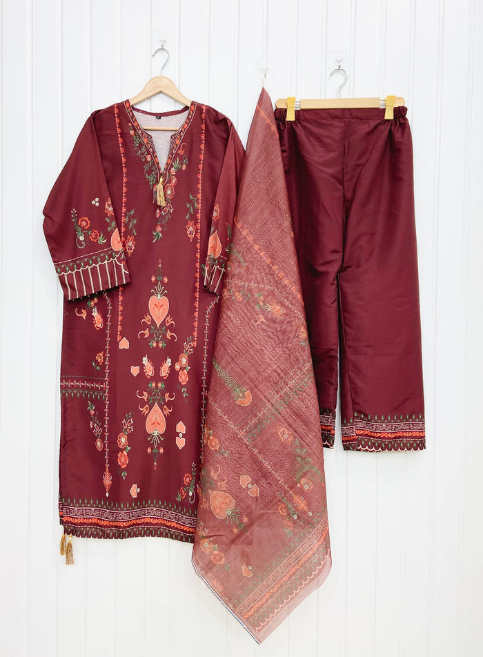 Wine | Long Co-ord Set D-738