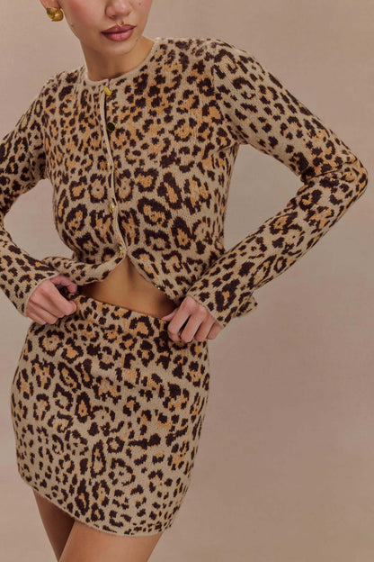 Marissa Knit Mini Skirt - Leopard Print
