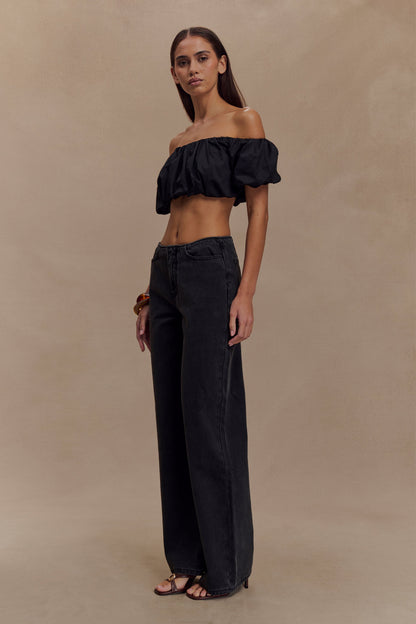 Caitlin Mid Rise Denim Jeans - Washed Black