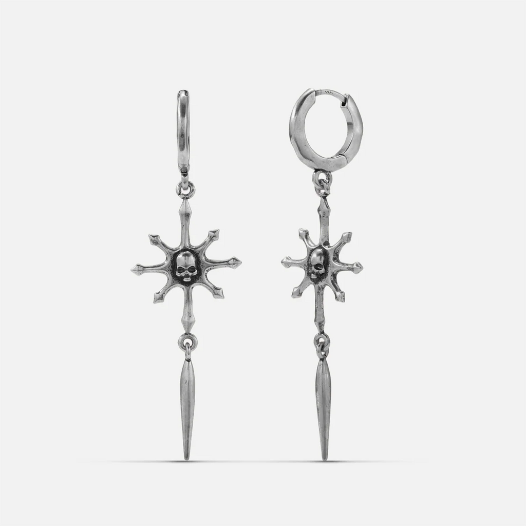 RADIANT SKULL SPEAR EARRINGS