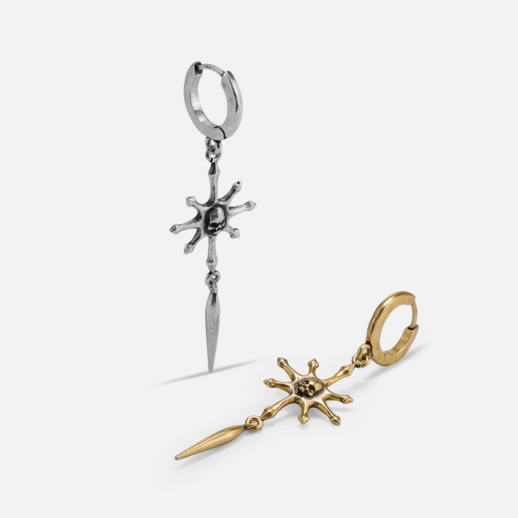 RADIANT SKULL SPEAR EARRINGS