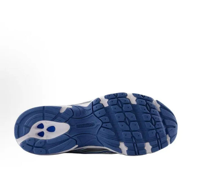 New Balance 740 outsole view, blue textured tread with white midsole