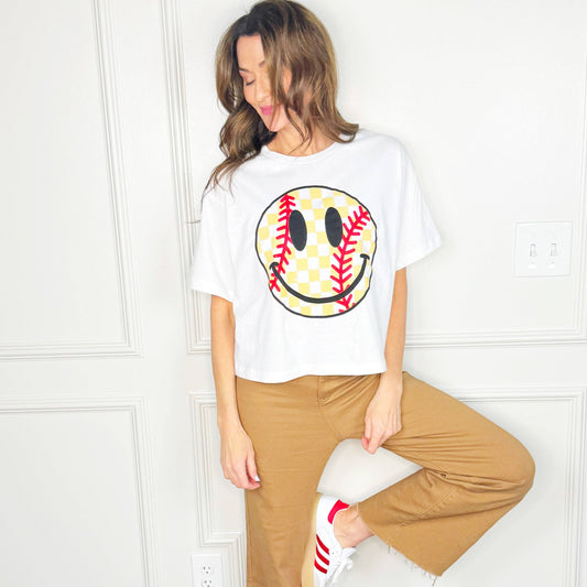 Baseball Smiley Cropped Tee