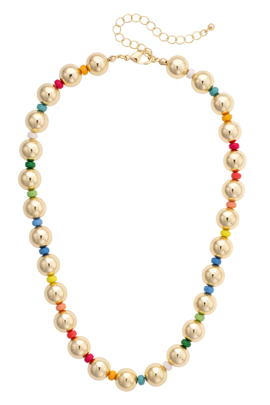 Blakely Statement Ball Bead Necklace in Rainbow Multi