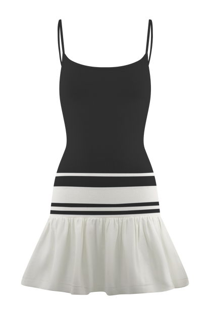 Ellison Contrast Knit Mini Dress - Black/White