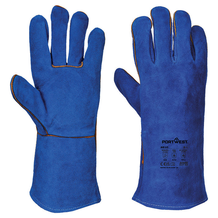 A510 - Welders 210 Split Leather Blue Gauntlet Blue