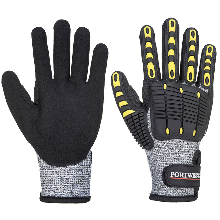 A722 - Impact C13 Nitrile Sandy Reinforced Palm Glove Grey/Black