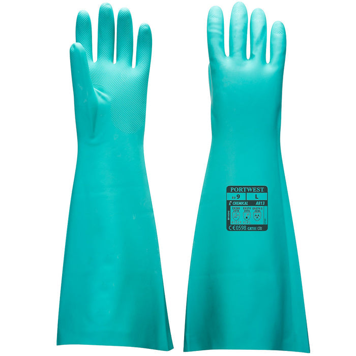 A813 - Chem 480 Nitrile Extended Gauntlet Green