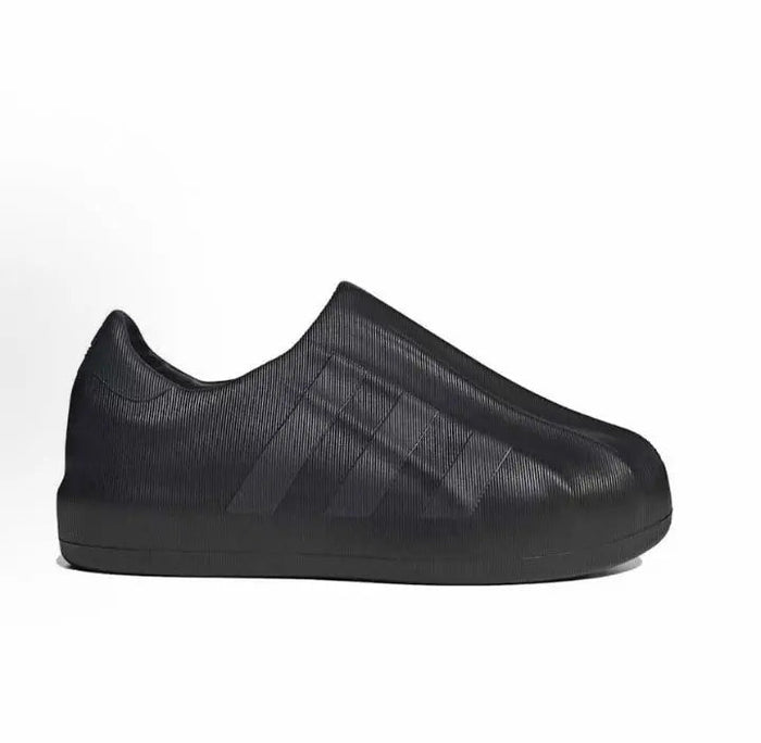 Black Adidas Adifom slip-on shoe with smooth curved toe and textured upper