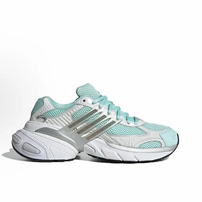 Adidas Adistar XLG running shoes in silver and mint mesh, lace-up with chunky sole