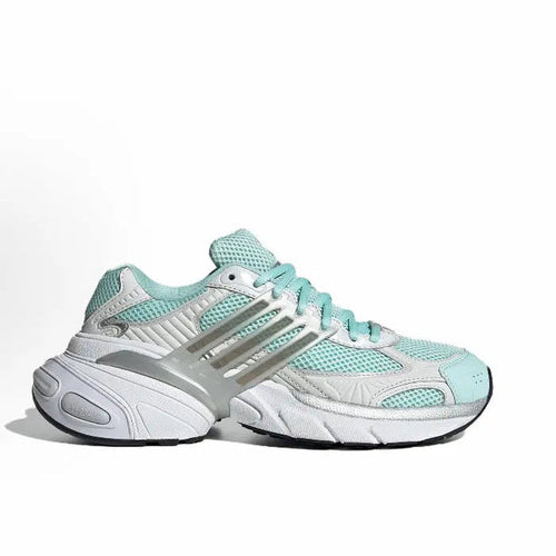 Adidas Adistar XLG running shoes in silver and mint mesh, lace-up with chunky sole