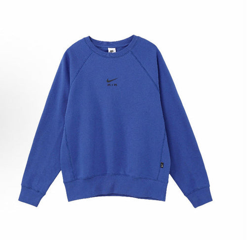 Blue fleece sweatshirt, crew neck, long sleeves, small front logo