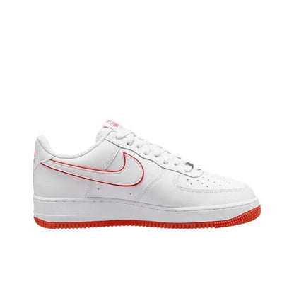 Nike Air Force 1 '07 Low sneakers, white with red swoosh and textured lace panel