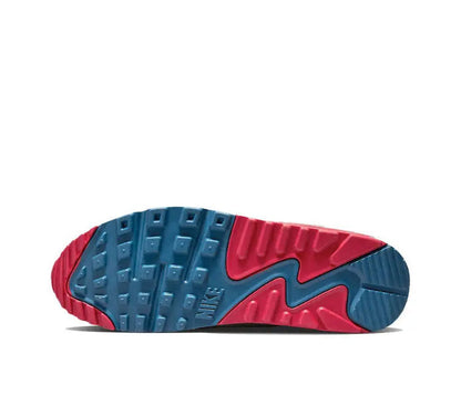 Air Max 90 outsole, blue tread with red edge and Nike logo
