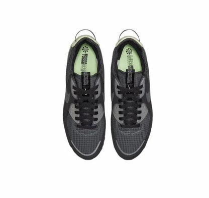 Nike Air Max 90 lace-up, black and dark grey with lime-green lining