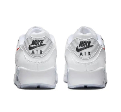 Nike Air Max 90 sneakers, white heel with Nike Air logo and visible Air cushioning