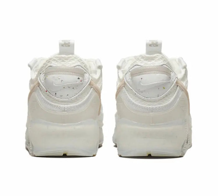 Air Max 90 sneakers, light bone heel view with swoosh logo