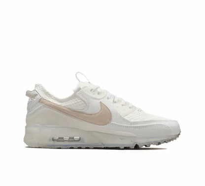 Air Max 90 sneaker, light bone mesh with beige swoosh and translucent Air unit