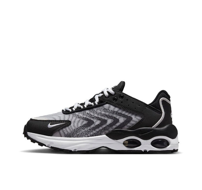 Nike Air Max TW lace-up sneakers in black with gray patterned panel and white midsole