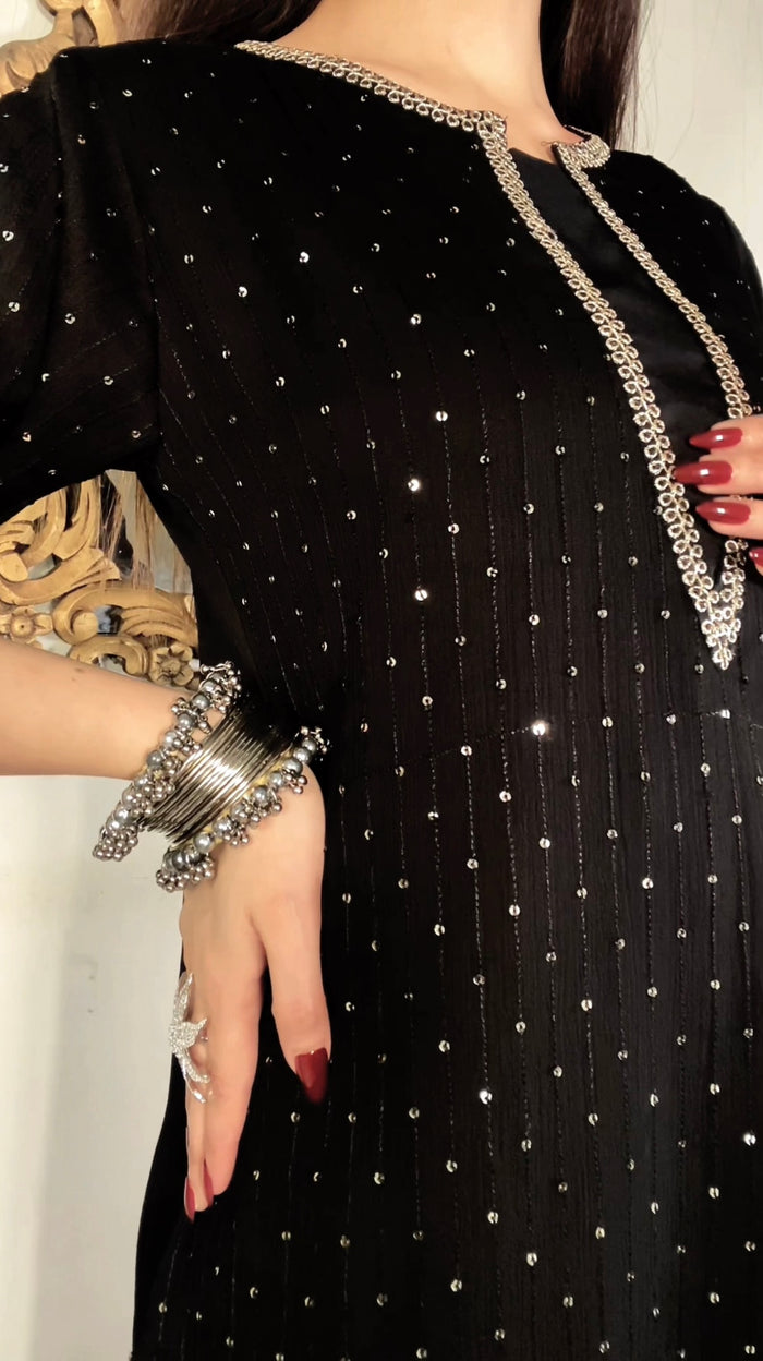 Anarkali Black | 3PC Chiffon D-543