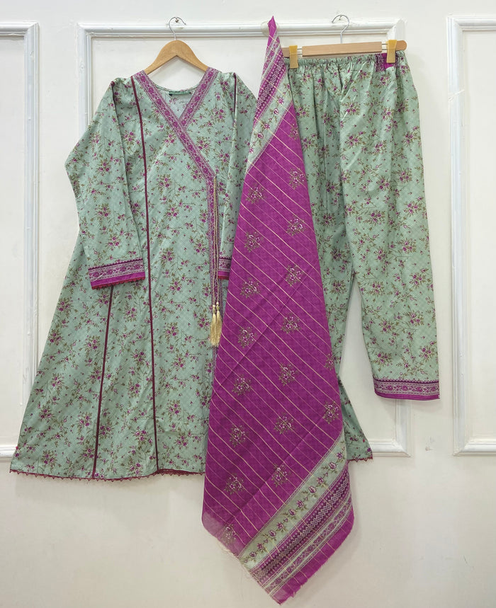 Angrakha Frocks | 3PC Binsaeed Lawn D-653