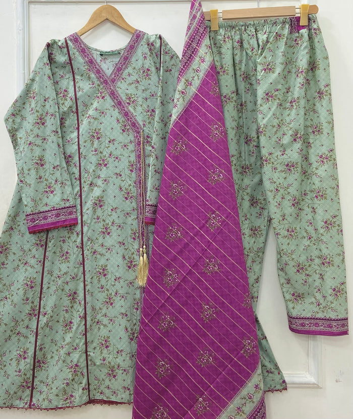 Angrakha Frocks | 3PC Binsaeed Lawn D-653