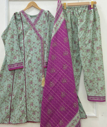Angrakha Frocks | 3PC Binsaeed Lawn D-653