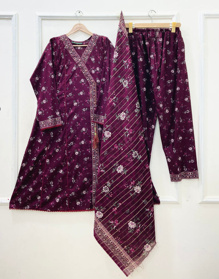 Angrakha Frocks | 3PC Binsaeed Lawn D-653