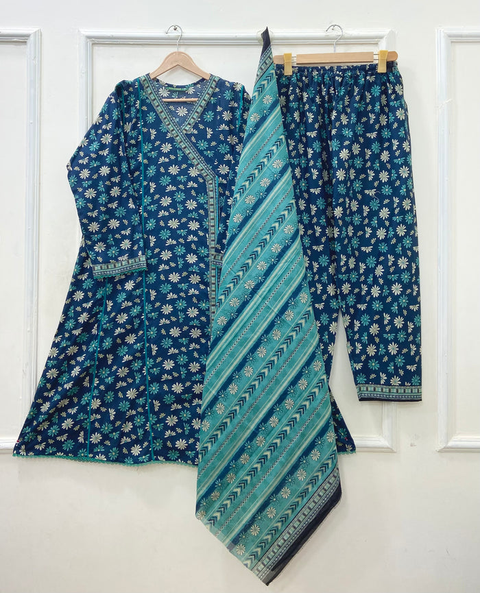Angrakha Frocks | 3PC Binsaeed Lawn D-653