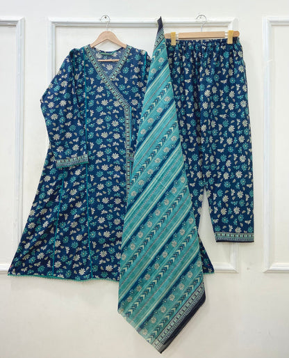 Angrakha Frocks | 3PC Binsaeed Lawn D-653