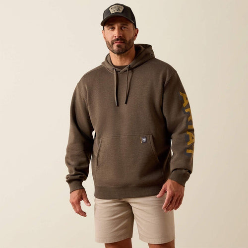 Ariat Rebar Lightweight Logo Hoodies - Major Brown Heather/Wood Thrush
