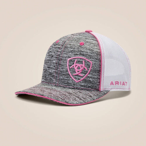 Ariat Womens Offset Shield Logo Trucker Cap - Grey/Pink