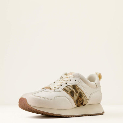 Ariat Womens Ranch Runner Trainers - Bright Cream / Gilded Leopard Hair On