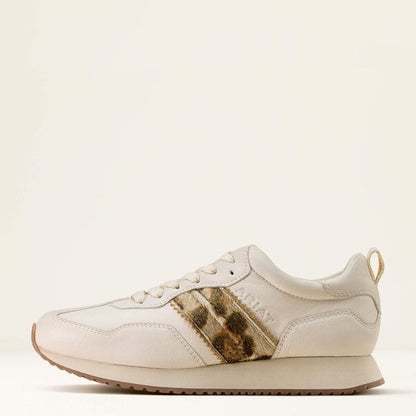 Ariat Womens Ranch Runner Trainers - Bright Cream / Gilded Leopard Hair On