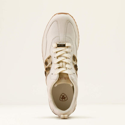 Ariat Womens Ranch Runner Trainers - Bright Cream / Gilded Leopard Hair On