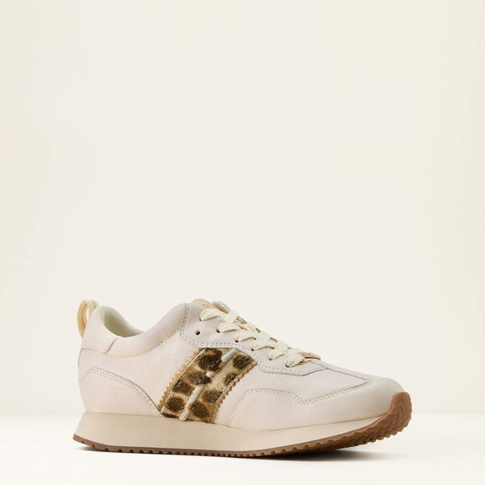 Ariat Womens Ranch Runner Trainers - Bright Cream / Gilded Leopard Hair On