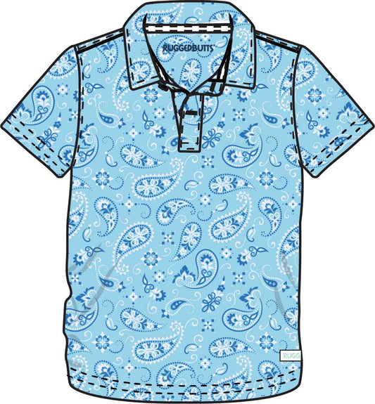 Boys Blue Western Bandana Knit Short Sleeve Performance Polo
