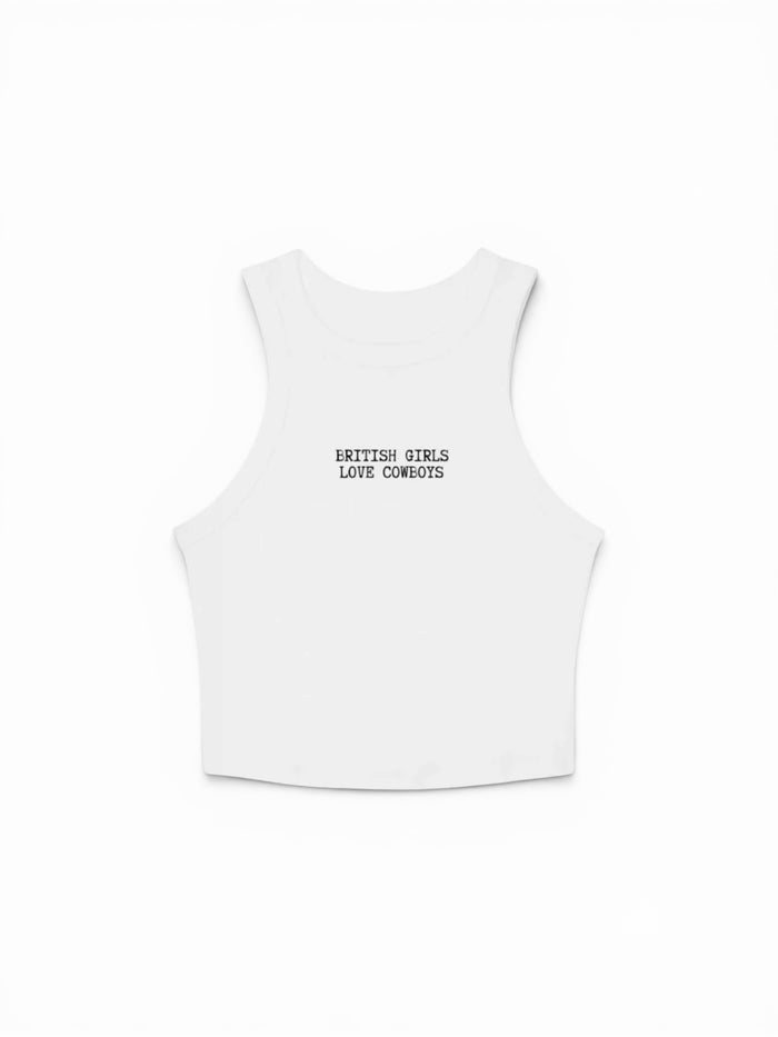 Binks & Bo Ladies British Girls Love Cowboys Vest Top - White - SML