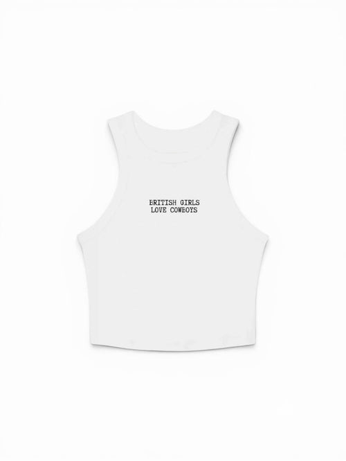 Binks & Bo Ladies British Girls Love Cowboys Vest Top - White - SML