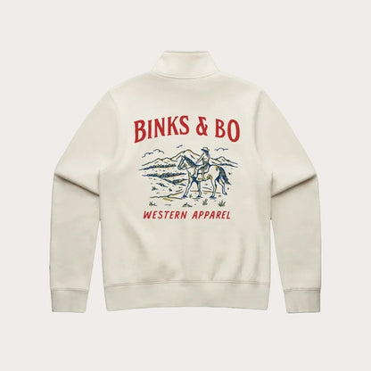 Binks & Bo Western Apparel Ladies Quarter Zip Sweaters - Ecru