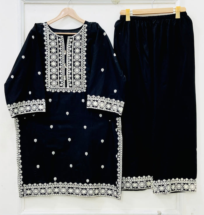 Black Embroidered | 2PC D-690