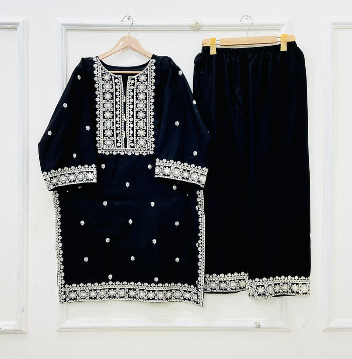 Black Embroidered | 2PC D-690