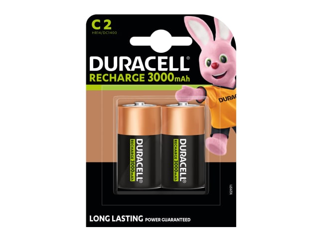 C Cell 3000Mah Rechargeable Batteries (Pack 2)