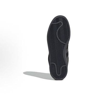 Black Adidas Campus sneaker outsole with zigzag tread pattern