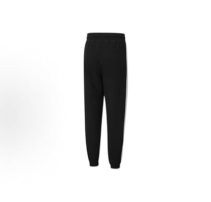 Black jogger-style track pants with elastic waistband and cuffs, Puma logo.