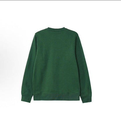 Green crewneck Nike Club Fleece sweatshirt, back view