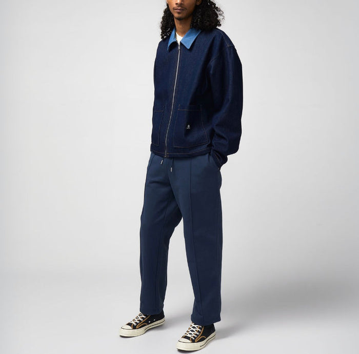 Converse One Star denim jacket dark navy with light blue pointed collar and long sleeves